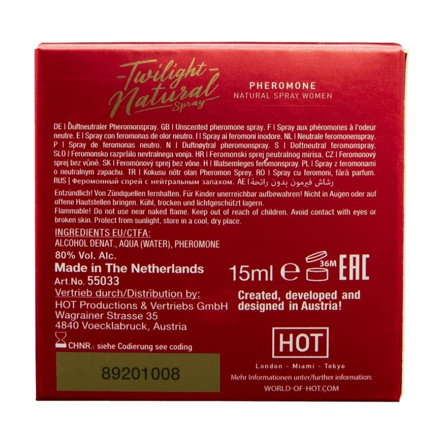 Spray ai feromoni inodore HOT Twilight da donna, 15 ml