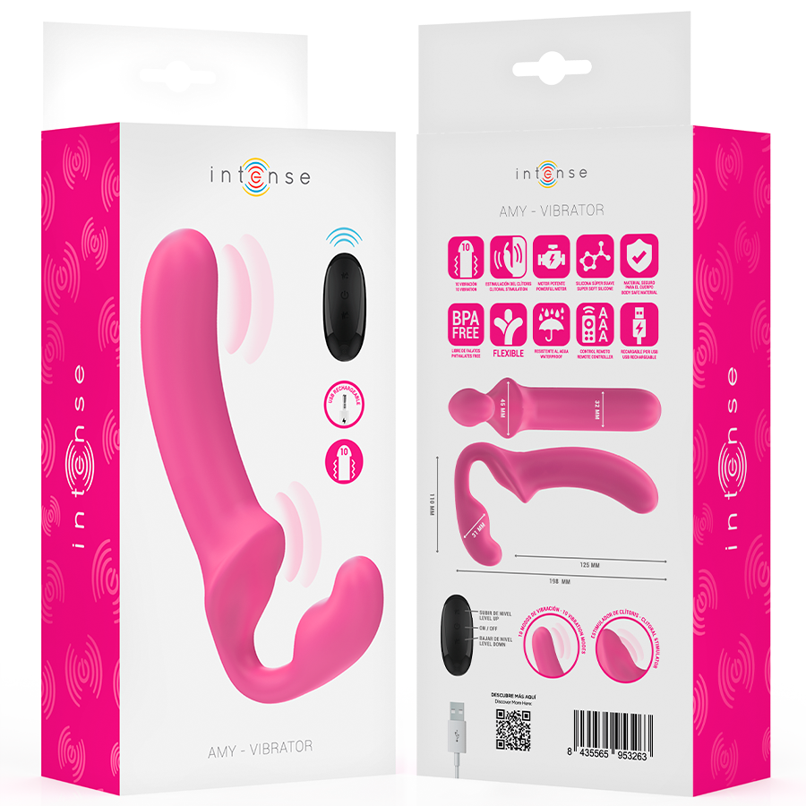 Vibratore doppio Intense Amy rosa da 20 cm, con telecomando