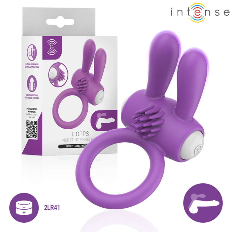 Intense — Anneau pénis vibrant hopps avec stimulation clitoriale violette