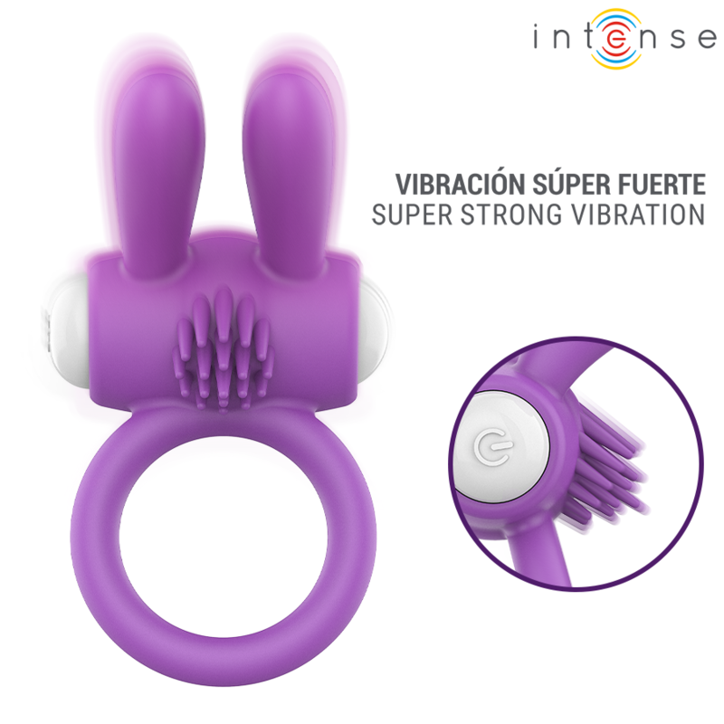 Intense — Anneau pénis vibrant hopps avec stimulation clitoriale violette