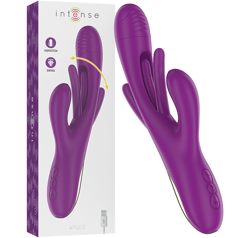 Intense Apolo – Estimulador de lengua oscilante violeta y dorado