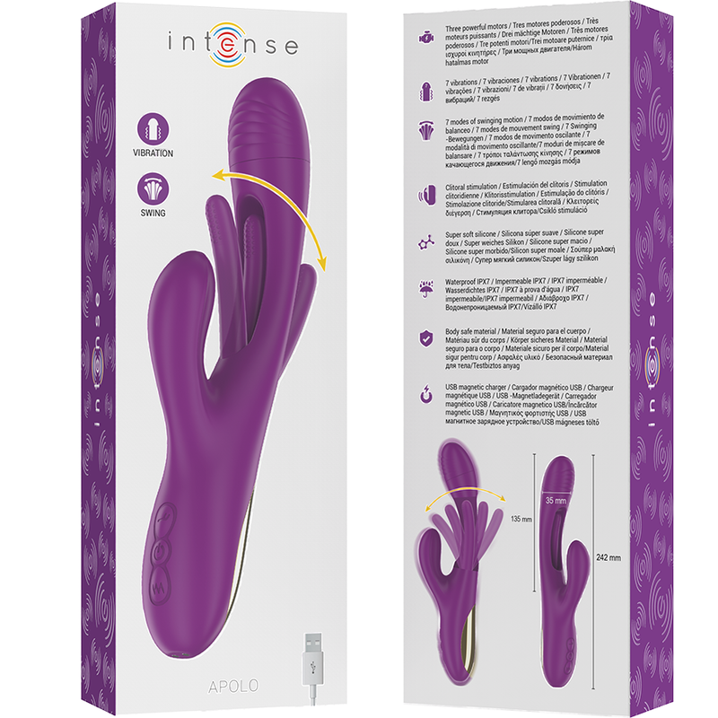 Intense Apolo – Estimulador de lengua oscilante violeta y dorado