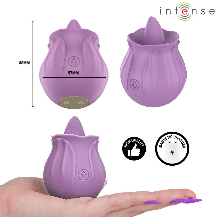 Intense Azalea, estimulador de clítoris en forma de rosa con 10 programas de vibración, morado