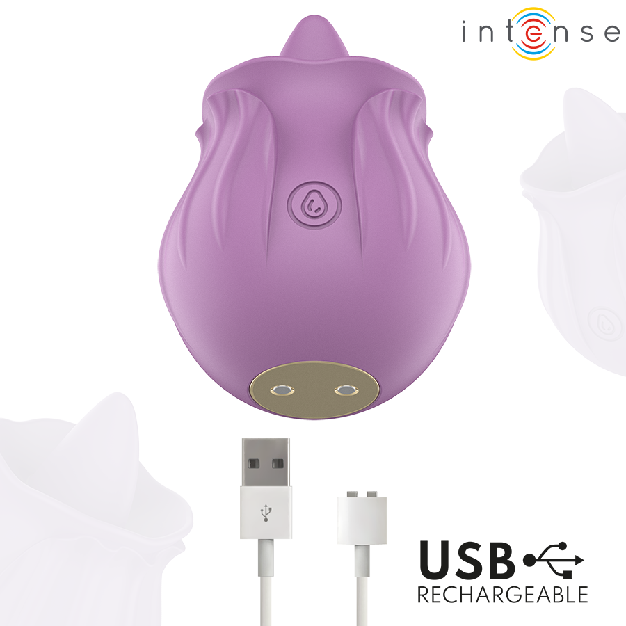 Intense Azalea, estimulador de clítoris en forma de rosa con 10 programas de vibración, morado
