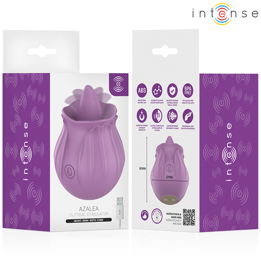 Intense Azalea, estimulador de clítoris en forma de rosa con 10 programas de vibración, morado