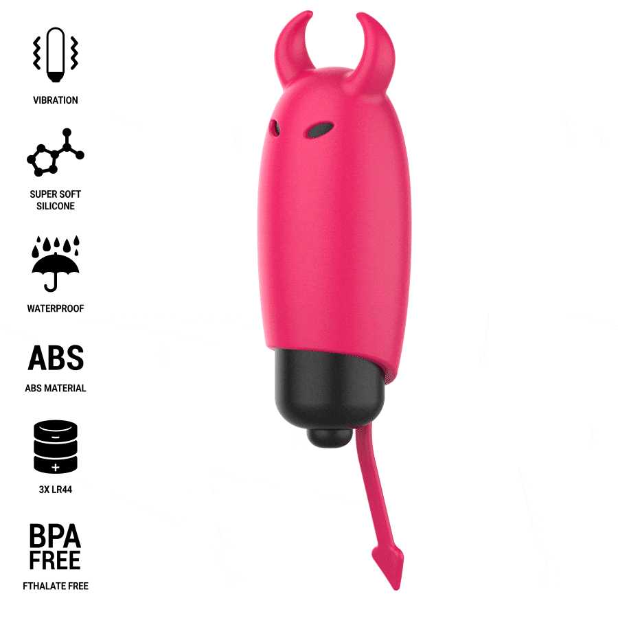 Intense Scarlet, bullet vibrante a forma di diavoletto rosso, 9,3 × 2,4 cm