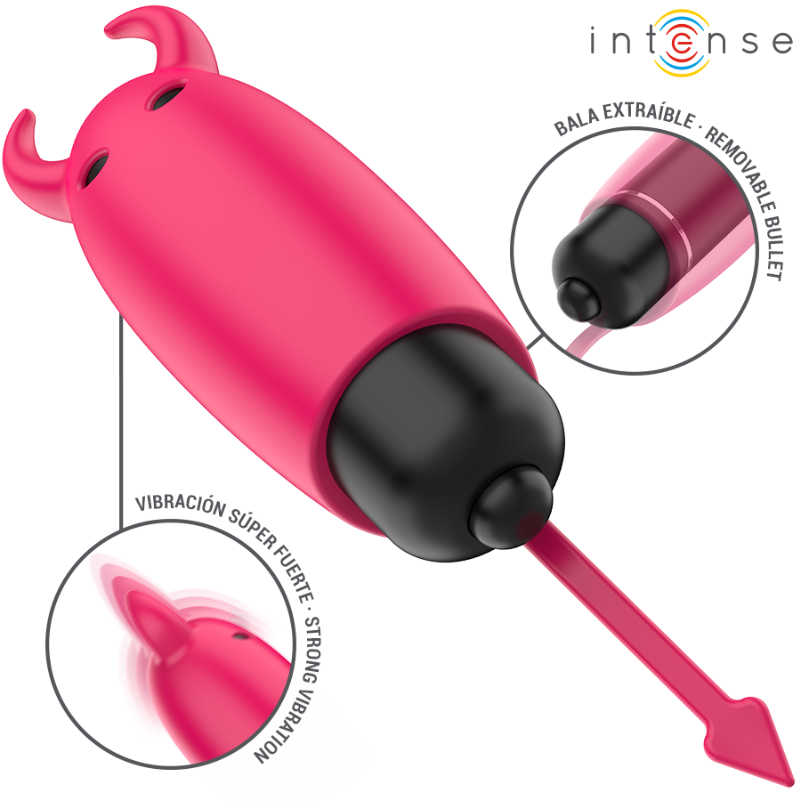 Intense Scarlet, bullet vibrante a forma di diavoletto rosso, 9,3 × 2,4 cm