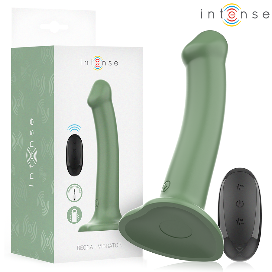 Vibratore verde con ventosa e telecomando Intense Becca, 10 vibrazioni