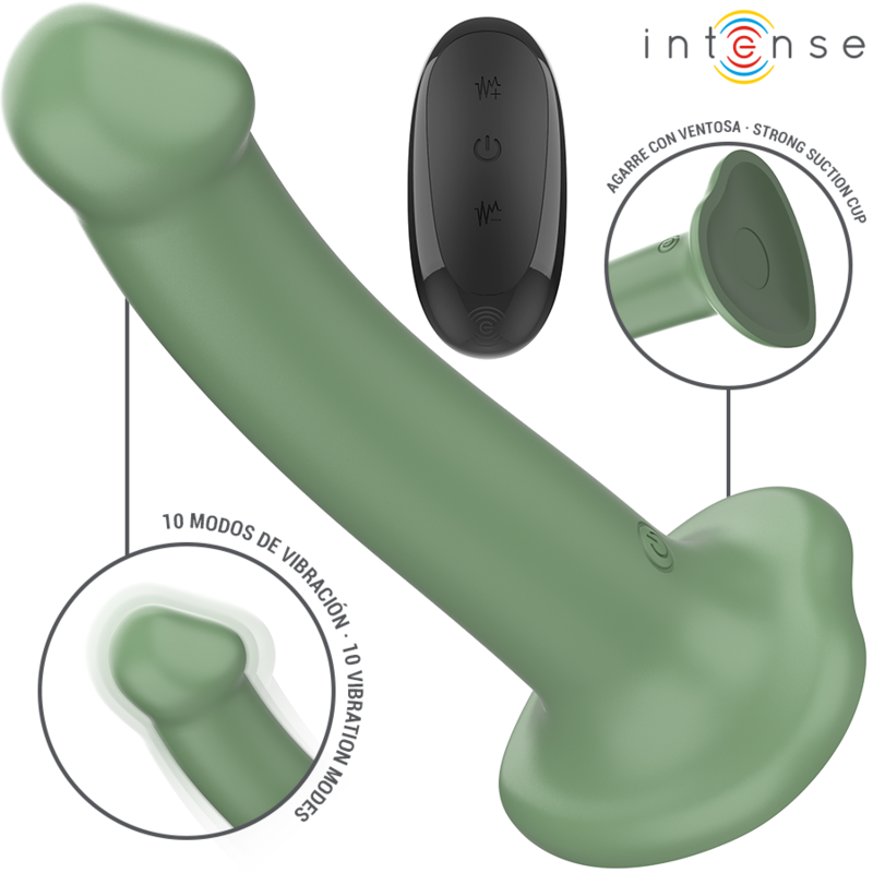 Vibratore verde con ventosa e telecomando Intense Becca, 10 vibrazioni