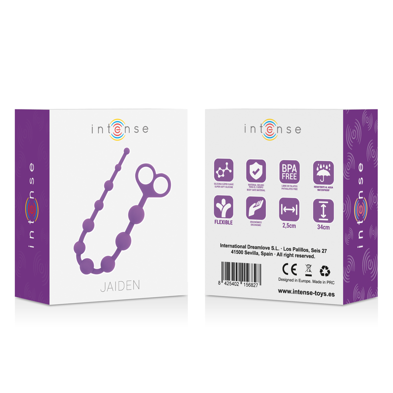 Intense Anal Toys Jaiden – Lange Analkette aus Silikon, 34 cm – Flieder
