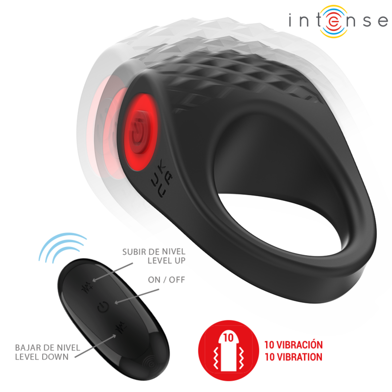 Intense Clover – Vibrierender Penisring mit 10 Vibrationsmodi, Schwarz