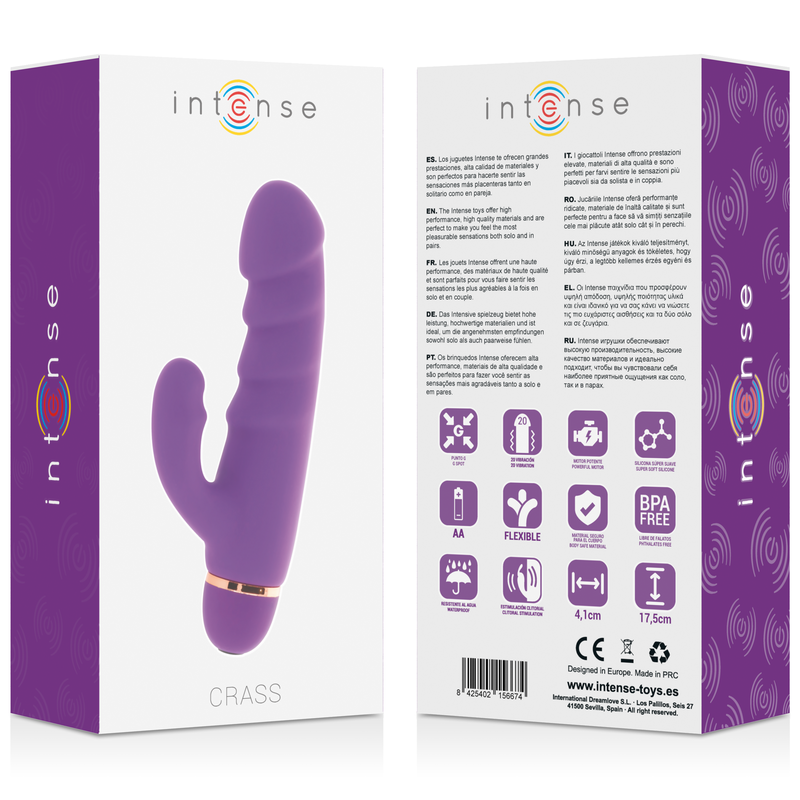 Intense Crass – Vibrador doble estimulación lila, 20 velocidades