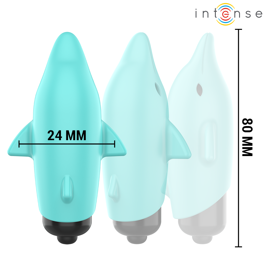 Intense Echo – blauer Delfin-Minivibrator, 8 × 4,7 cm