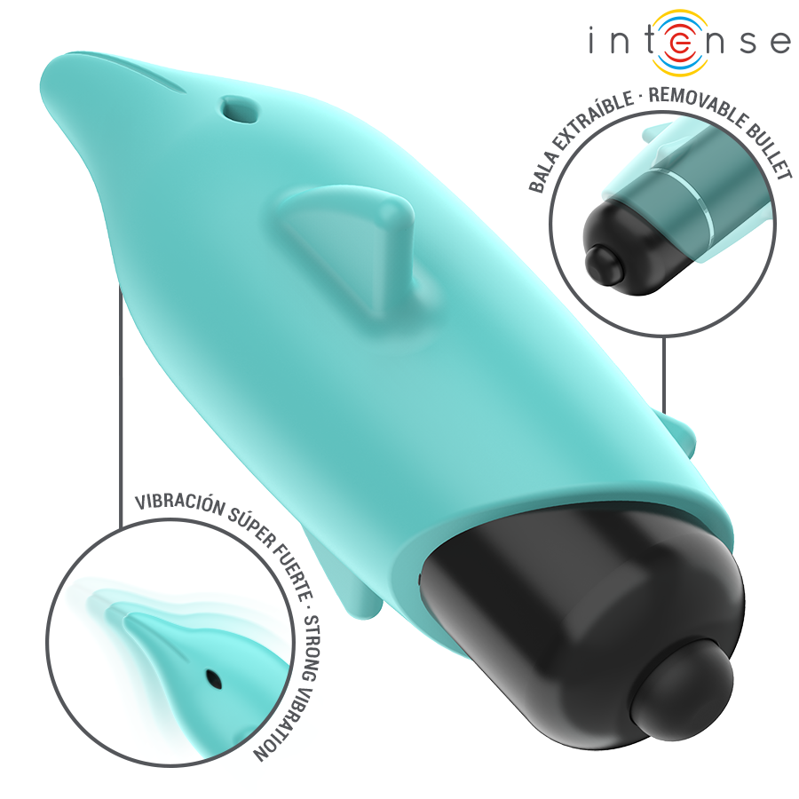 Intense Echo – blauer Delfin-Minivibrator, 8 × 4,7 cm