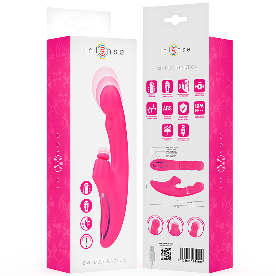 Intense Emi – Vibrador 3 en 1 rosa, 13,5 cm