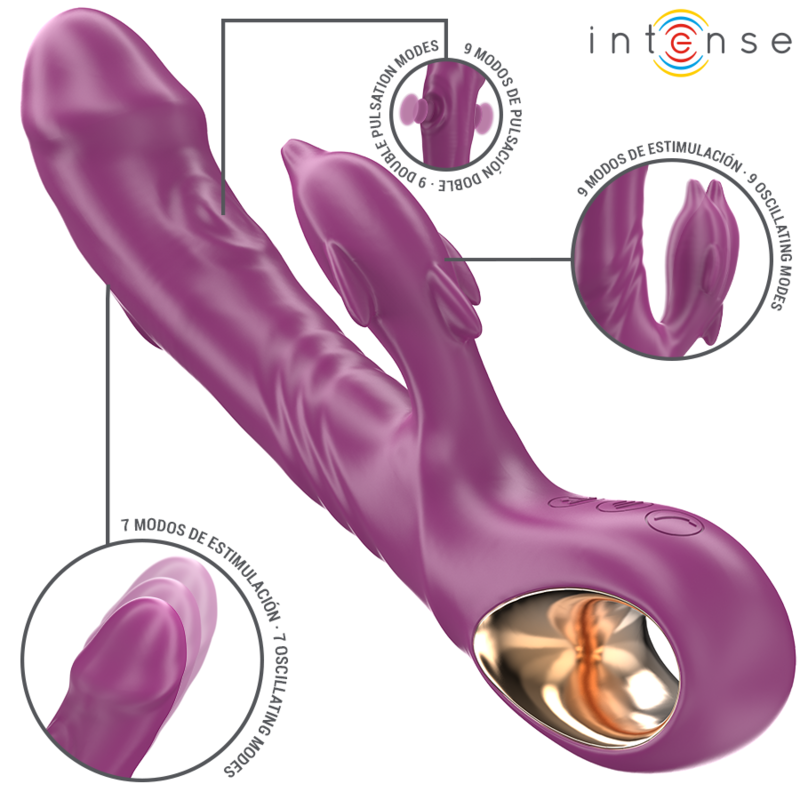 Stimolatore Intense Halle viola a forma di delfino, con linguetta stimolante