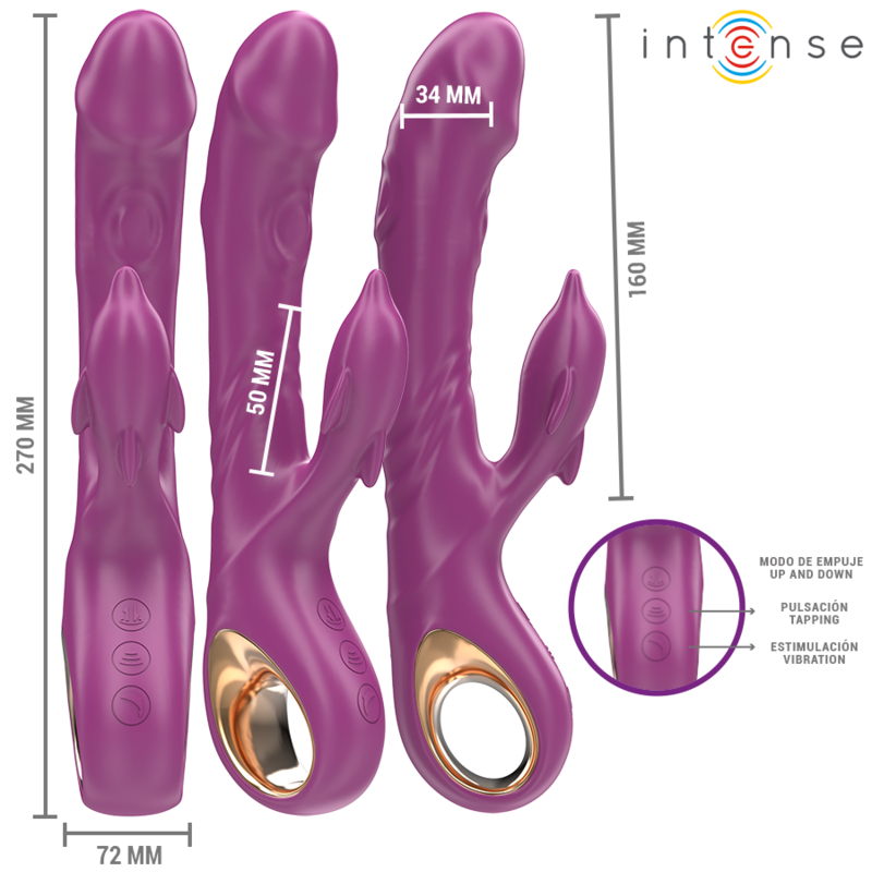 Stimolatore Intense Halle viola a forma di delfino, con linguetta stimolante