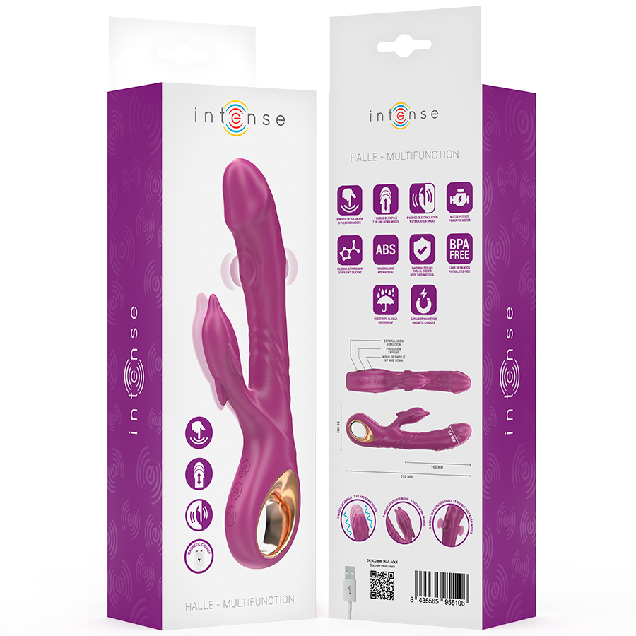 Stimolatore Intense Halle viola a forma di delfino, con linguetta stimolante
