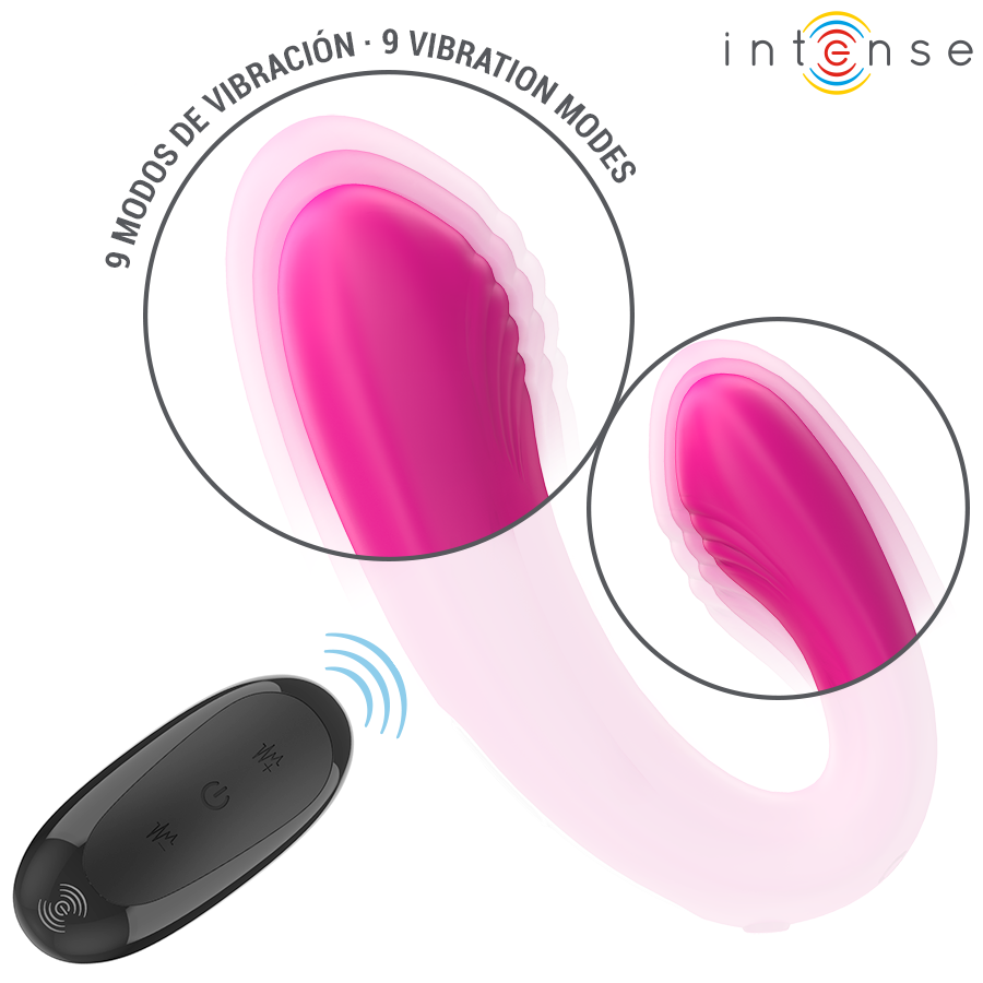 Intense — Janet double stimulateur et vibrateur en u avec télécommande rose