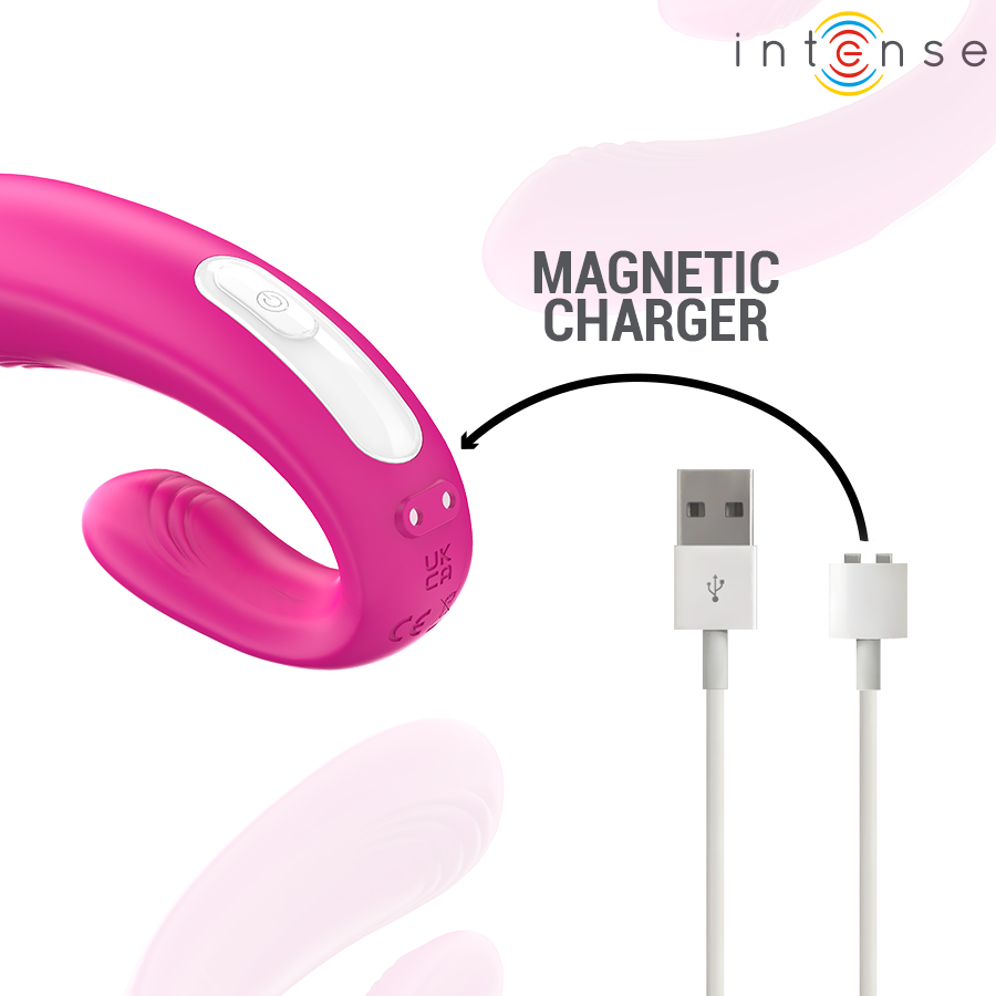 Intense — Janet double stimulateur et vibrateur en u avec télécommande rose