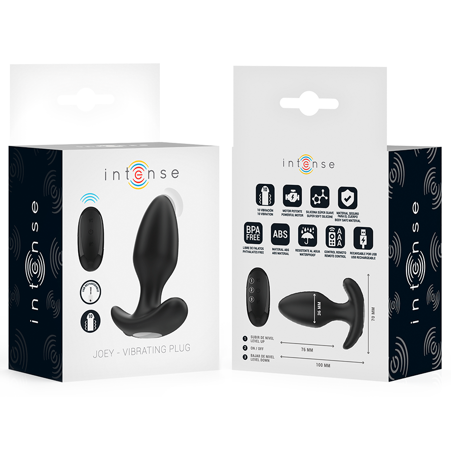 Intense Joey, vibrierender Analplug in Schwarz mit Fernbedienung