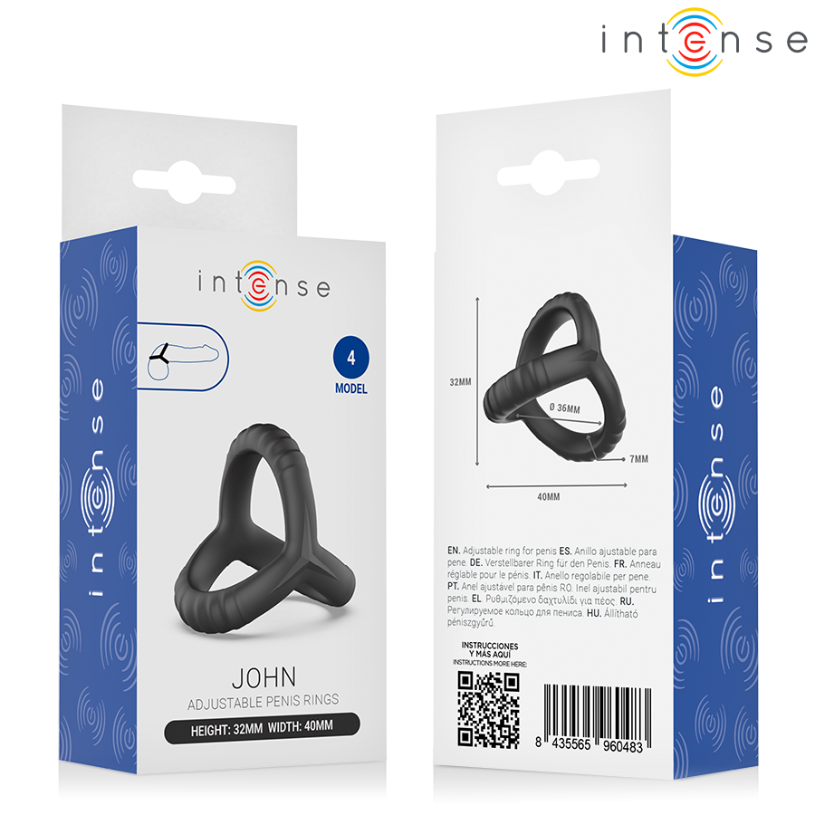 Anillo triple ajustable para el pene Intense John, modelo 4