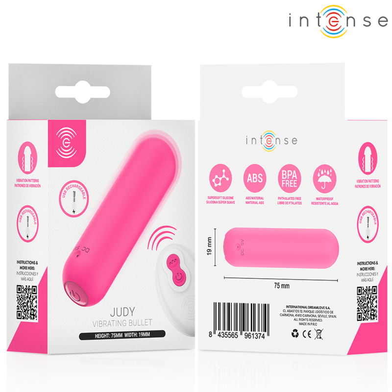 Intense — Judy vibrante rechargeable avec télécommande rose