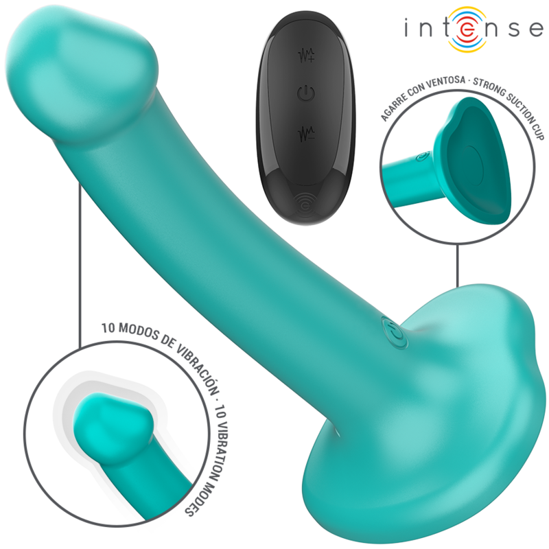 Intense Katie – blauer Vibrator mit Saugfuß, Fernbedienung und 10 Vibrationsmodi