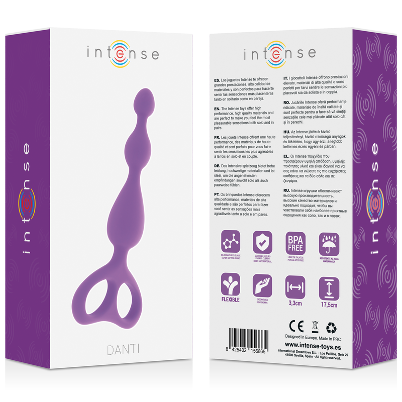 Intense Anal Toys Danti – Palline anali in silicone con tre rigonfiamenti – Lilla
