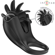 Anillo vibrador Intense Mabel con estimulador de clítoris, 10 vibraciones, negro