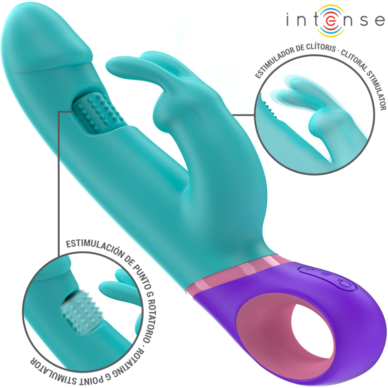 Intense Monica – Rabbit-Vibrator mit rotierendem G-Punkt-Stimulator in Blau