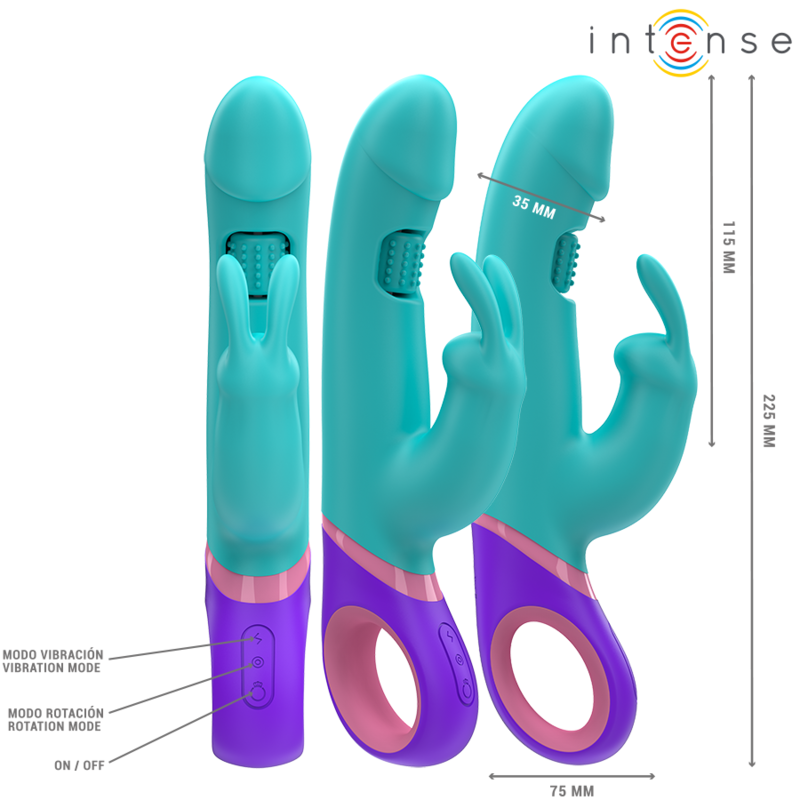 Intense Monica – Rabbit-Vibrator mit rotierendem G-Punkt-Stimulator in Blau