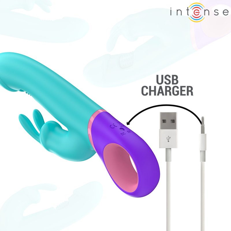 Intense Monica – Rabbit-Vibrator mit rotierendem G-Punkt-Stimulator in Blau