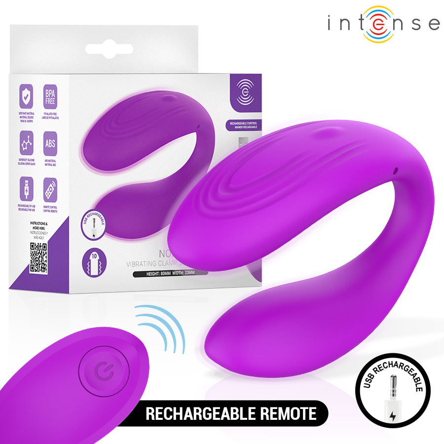 Vibrador para parejas Intense Nora violeta con forma de pinza