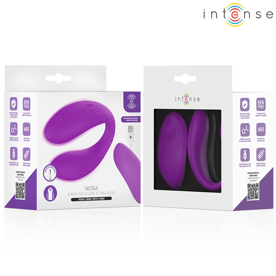 Vibrador para parejas Intense Nora violeta con forma de pinza