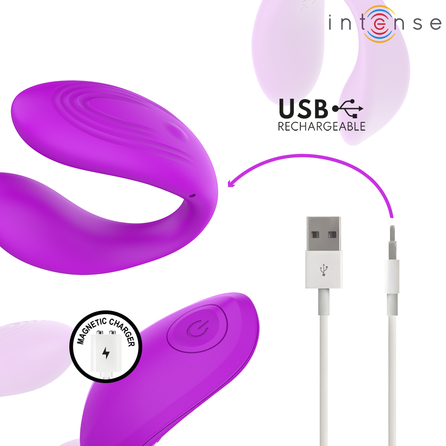 Vibrador para parejas Intense Nora violeta con forma de pinza