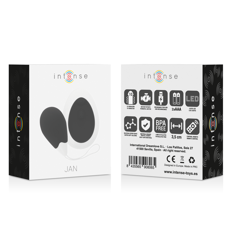 Intense — Huevo vibrador Jan con mando, negro