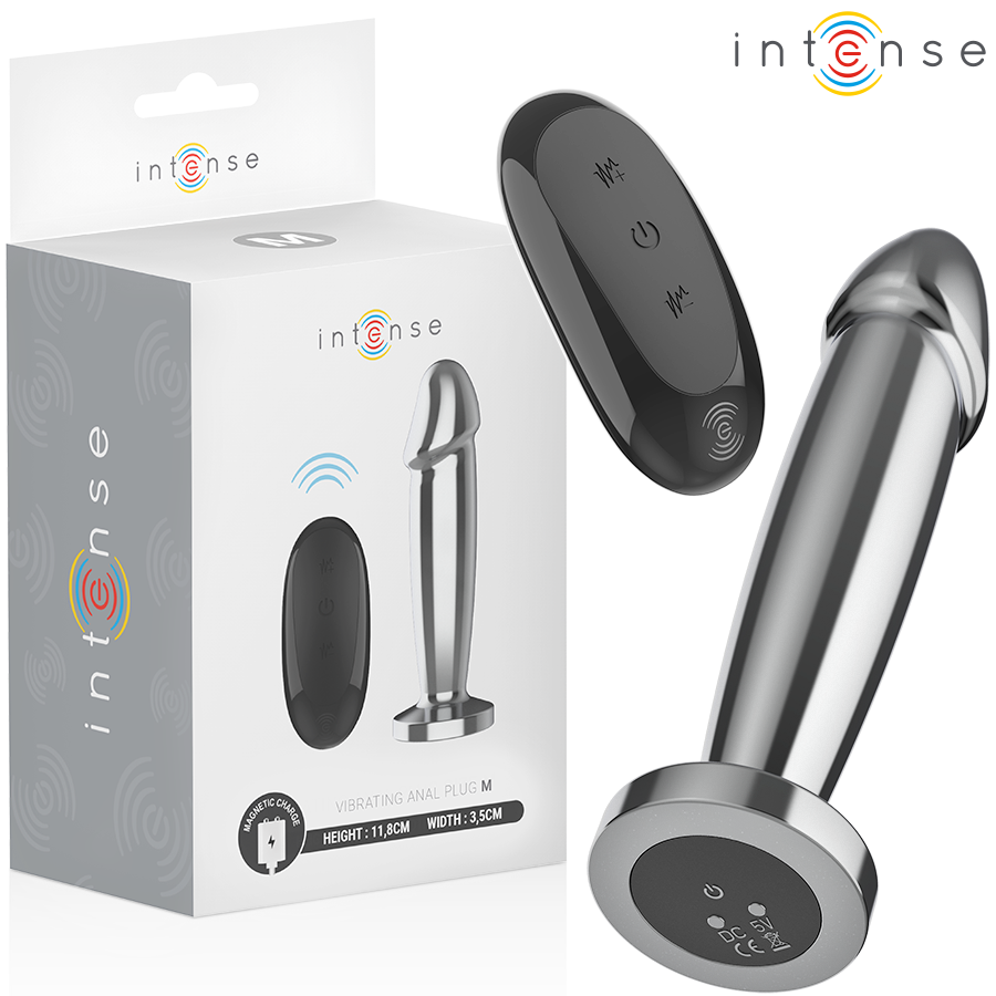 Intense — Plug anal 10 vibrations gode métallique avec télécommande m