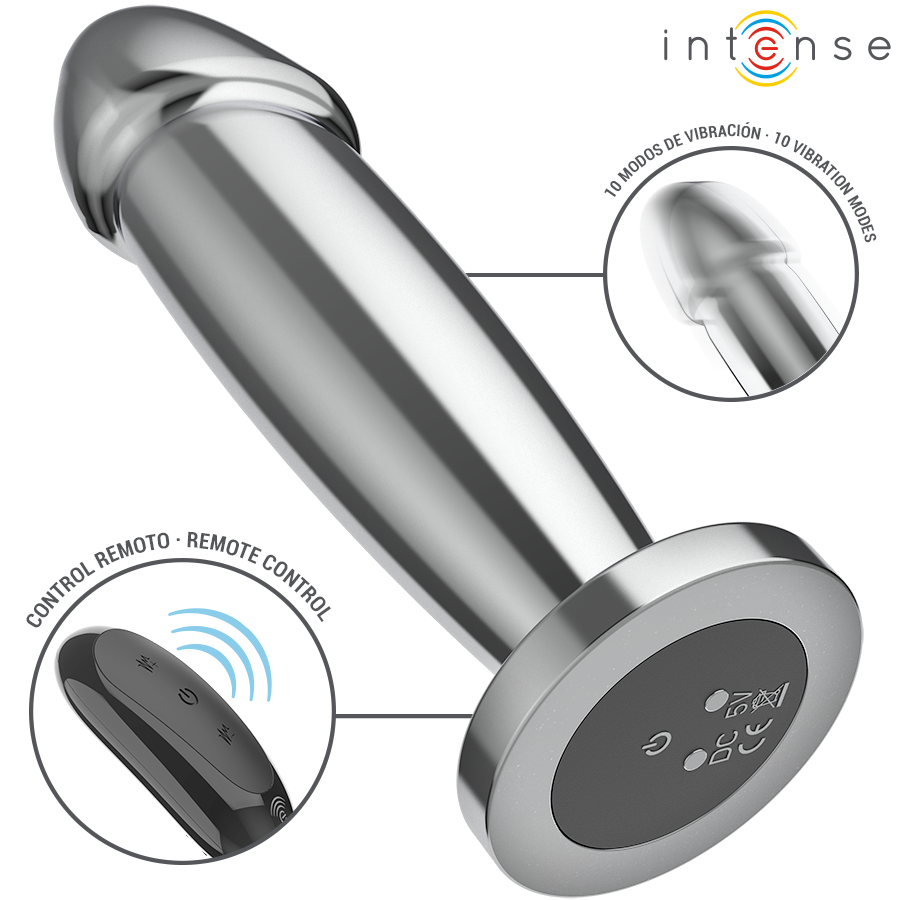 Intense — Plug anal 10 vibrations gode métallique avec télécommande m