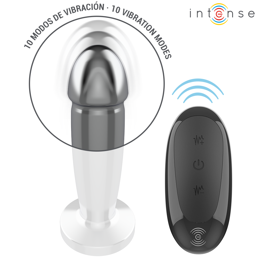 Intense, plug anal consolador de aluminio con mando a distancia, talla S