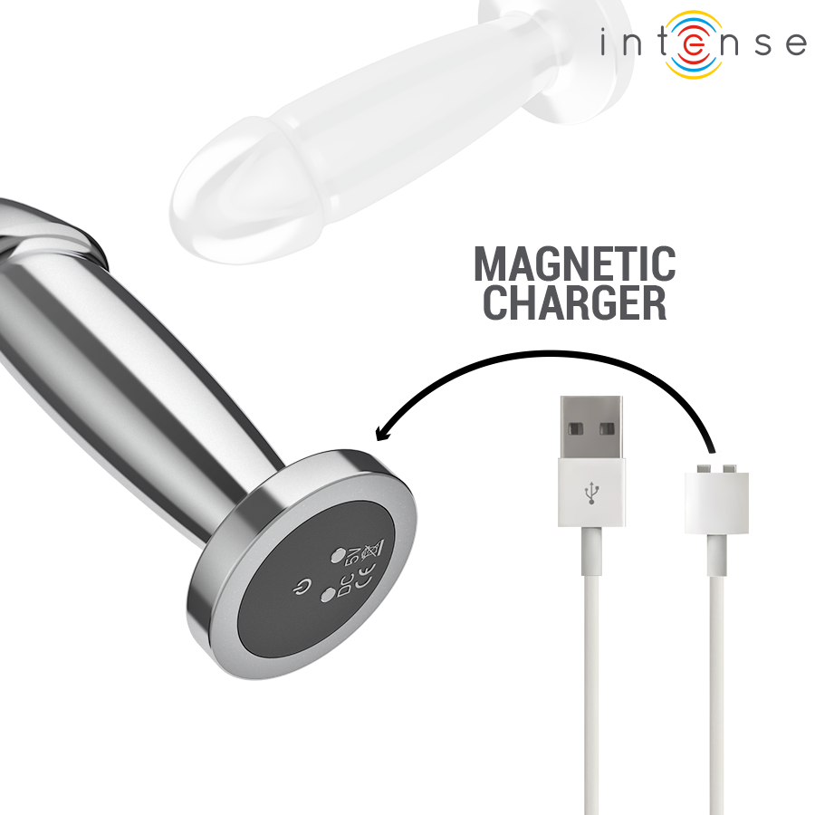 Intense, plug anal consolador de aluminio con mando a distancia, talla S