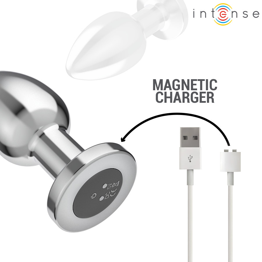 Intense, plug anal vibrador de aluminio talla L con mando a distancia