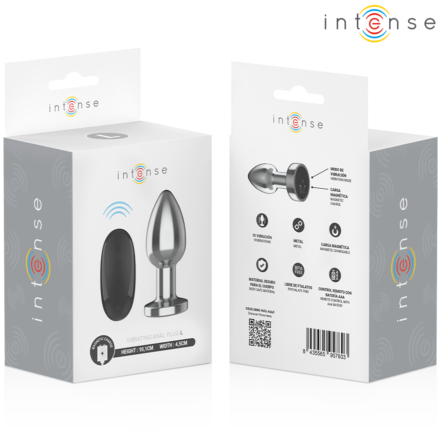 Intense, plug anal vibrador de aluminio talla L con mando a distancia