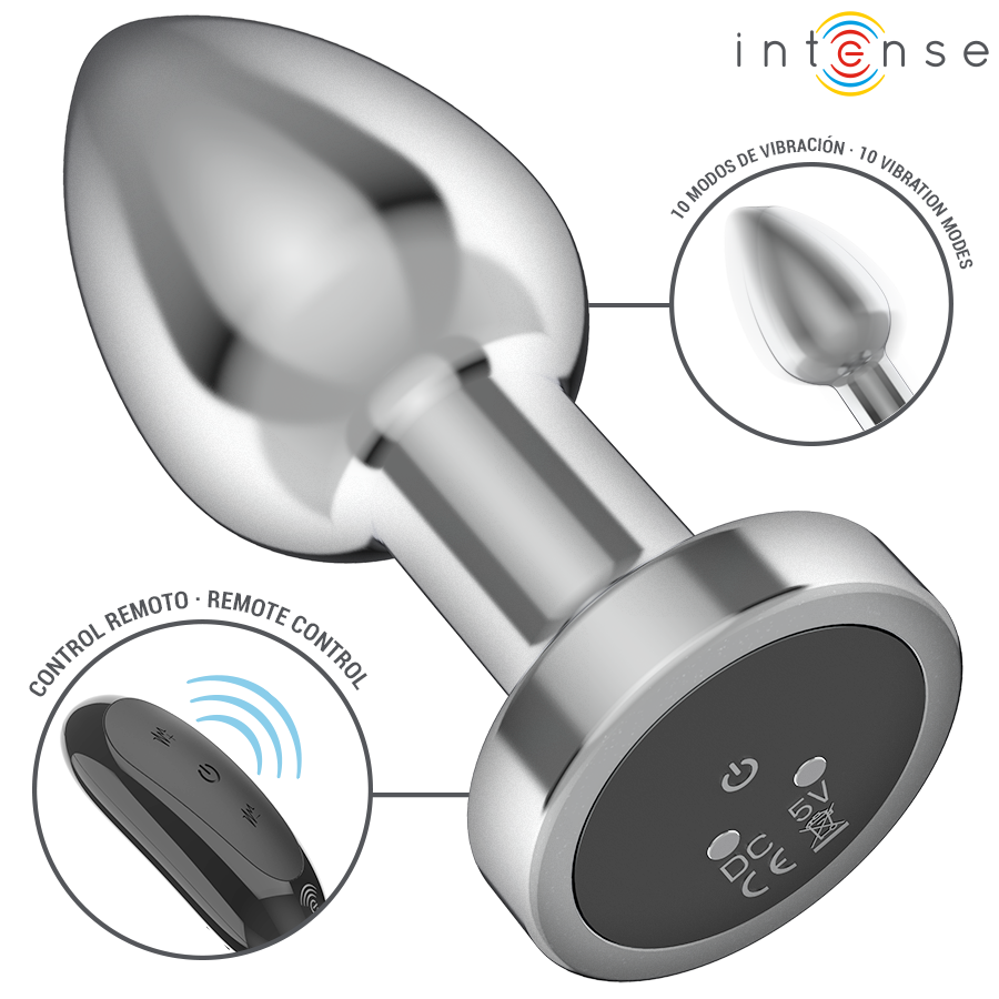 Intense — Plug anal 10 vibrations métal avec télécommande m