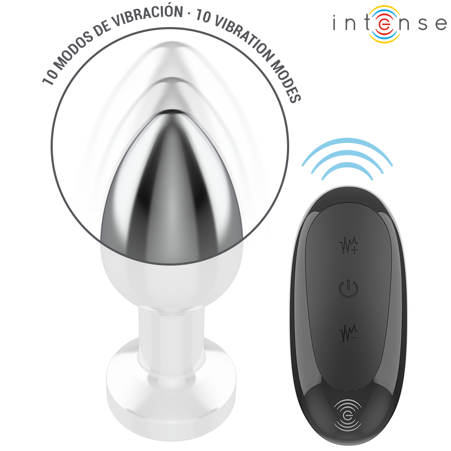 Intense — Plug anal 10 vibrations métal avec télécommande m