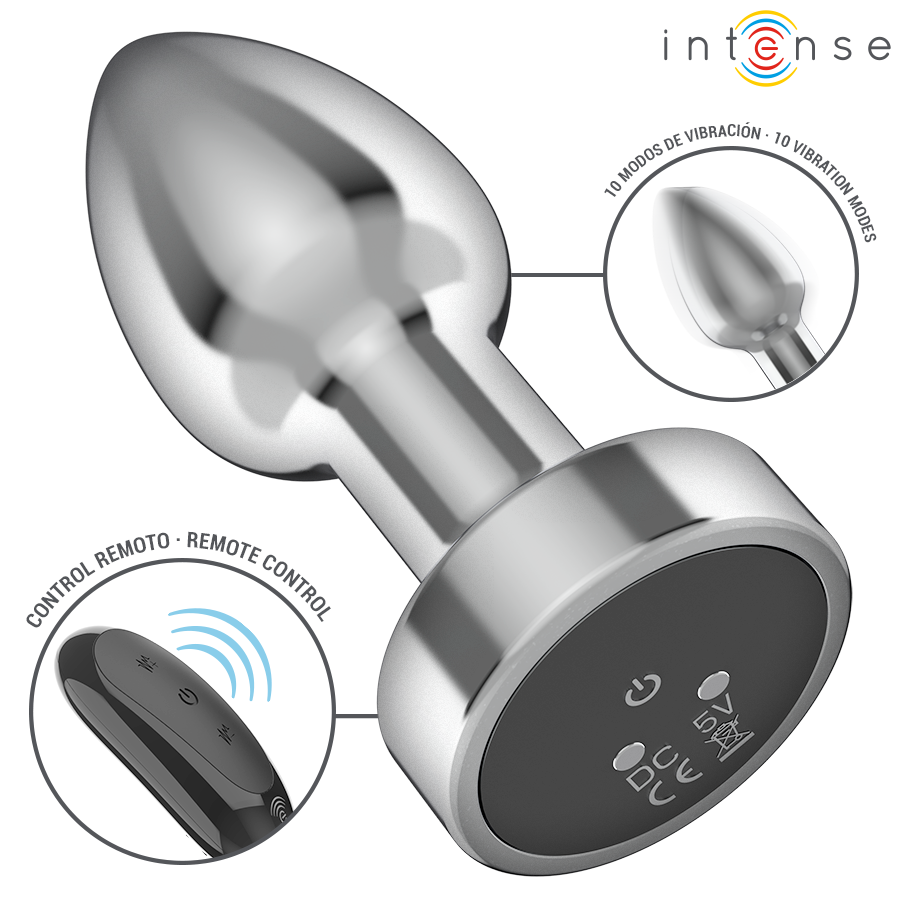 Intense — Plug anal 10 vibrations métal avec télécommande s