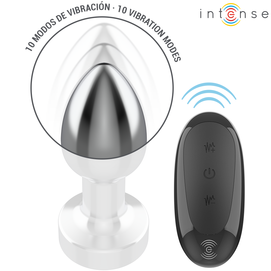 Intense — Plug anal 10 vibrations métal avec télécommande s