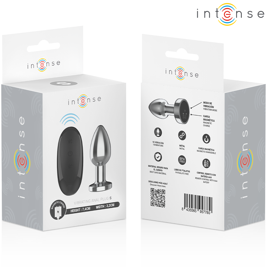 Intense — Plug anal 10 vibrations métal avec télécommande s