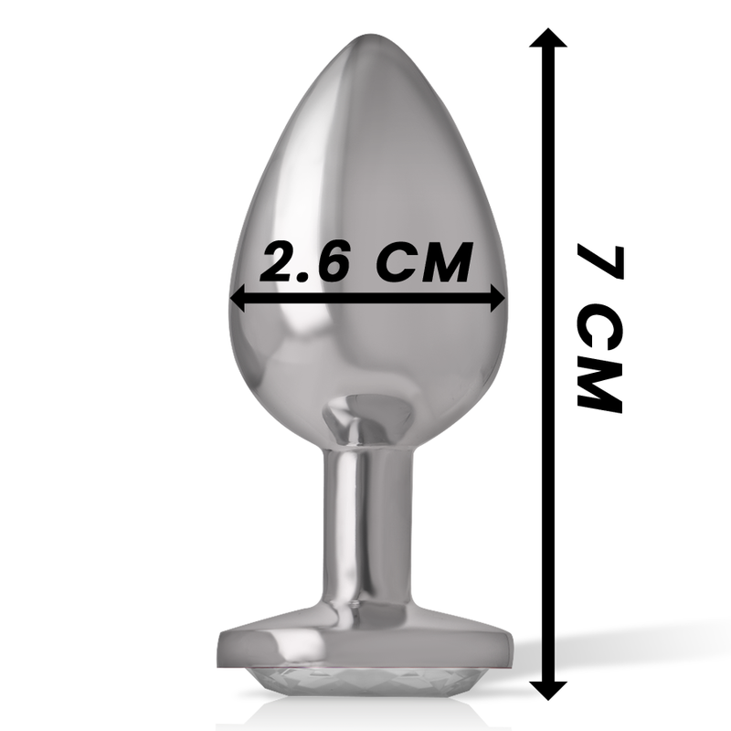 Intense Anal Toys – Analplug aus Metall mit Herz-Schmuckstein, S bis L – Schmuckstein Klar – Größe S