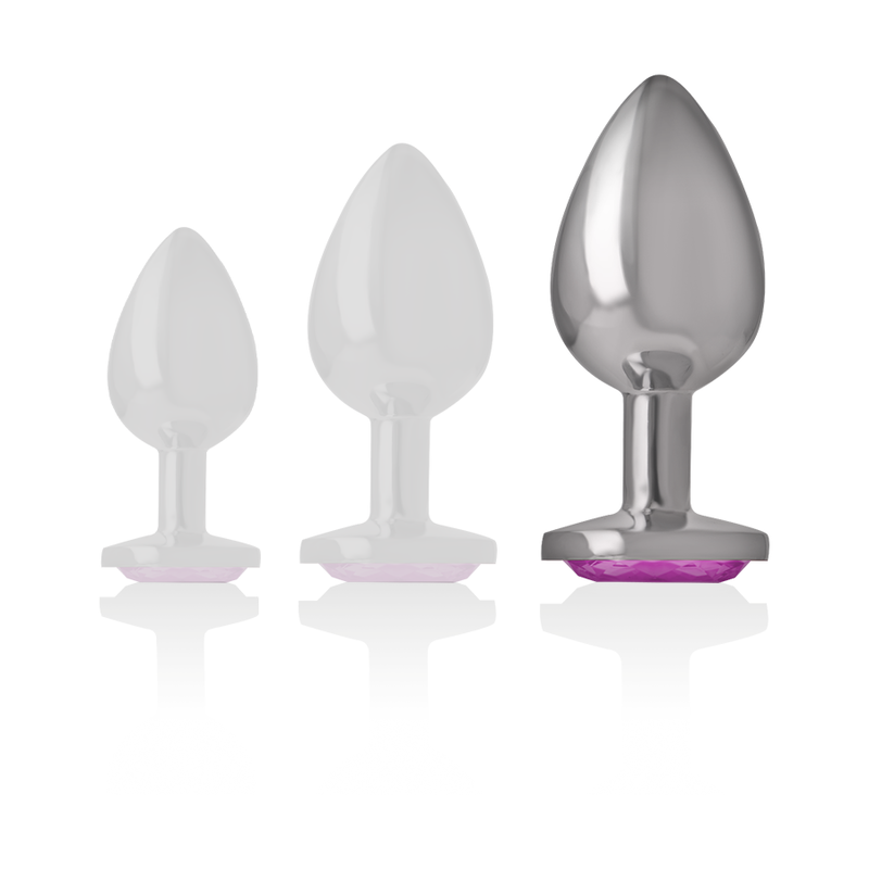 Intense Anal Toys – Analplug aus Metall mit Herz-Schmuckstein, S bis L – Schmuckstein Rosa – Größe L